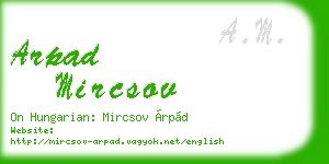 arpad mircsov business card